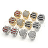 Argolla Huggie 02.217.0068.3.15 Rodio Laminado, con Zirconia Cubica Granate y Blanca, Pulido, Rodinado