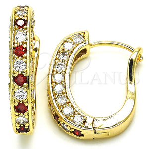 Argolla Huggie 02.217.0024.2.15 Oro Laminado, con Granate and Blanca Zirconia Cubica, Pulido, Tono Dorado