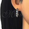 Argolla Huggie 02.217.0024.5.15 Rodio Laminado, con Zirconia Cubica Negro y Blanca, Pulido, Rodinado