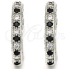 Argolla Huggie 02.217.0024.5.15 Rodio Laminado, con Zirconia Cubica Negro y Blanca, Pulido, Rodinado