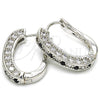 Argolla Huggie 02.217.0024.5.15 Rodio Laminado, con Zirconia Cubica Negro y Blanca, Pulido, Rodinado