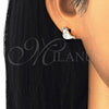 Arete Dormilona 02.336.0021.2 Plata Rodinada, Diseño de Pajaro, con Zirconia Cubica Blanca y Negro, Pulido, Tono Dorado