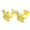 Arete Dormilona 02.336.0079.2 Plata Rodinada, Diseño de Corona, con Zirconia Cubica Blanca y Cristal Blanca, Pulido, Tono Dorado
