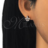 Arete Dormilona 02.336.0052.1 Plata Rodinada, Diseño de Corona, con Blanca Zirconia Cubica, Pulido, Tono Rosado