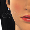 Arete Dormilona 02.336.0092.1 Plata Rodinada, Diseño de Ojo Griego, Esmaltado Azul claro, Tono Rosado