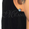 Arete Dormilona 02.336.0092.1 Plata Rodinada, Diseño de Ojo Griego, Esmaltado Azul claro, Tono Rosado
