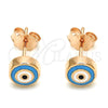 Arete Dormilona 02.336.0092.1 Plata Rodinada, Diseño de Ojo Griego, Esmaltado Azul claro, Tono Rosado