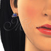 Arete Dormilona 02.336.0093.2 Plata Rodinada, Diseño de Elefante, Esmaltado Azul, Tono Dorado