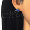 Arete Dormilona 02.336.0093.2 Plata Rodinada, Diseño de Elefante, Esmaltado Azul, Tono Dorado