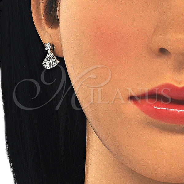 Arete Dormilona 02.336.0094 Plata Rodinada, con Zirconia Cubica Blanca, Pulido, Rodinado