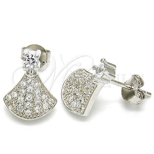 Arete Dormilona 02.336.0094 Plata Rodinada, con Zirconia Cubica Blanca, Pulido, Rodinado