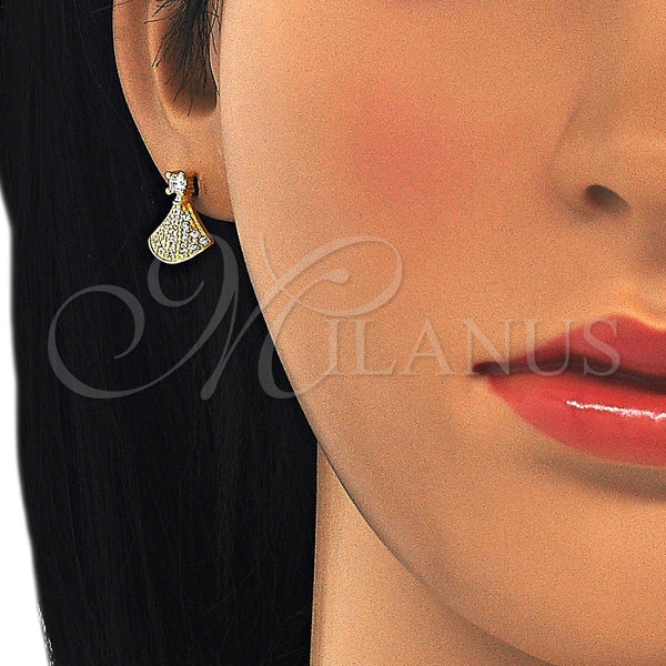 Arete Dormilona 02.336.0094.2 Plata Rodinada, con Zirconia Cubica Blanca, Pulido, Tono Dorado