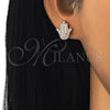 Arete Dormilona 02.336.0095.1 Plata Rodinada, Diseño de Judaica y Mano de Dios, con Zirconia Cubica Blanca, Pulido, Tono Rosado