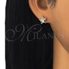 Arete Dormilona 02.336.0042.1 Plata Rodinada, Diseño de Estrella, con Micro Pave Blanca, Pulido, Tono Rosado