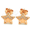 Arete Dormilona 02.336.0042.1 Plata Rodinada, Diseño de Estrella, con Micro Pave Blanca, Pulido, Tono Rosado