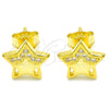 Arete Dormilona 02.336.0042.2 Plata Rodinada, Diseño de Estrella, con Micro Pave Blanca, Pulido, Tono Dorado