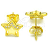 Arete Dormilona 02.336.0042.2 Plata Rodinada, Diseño de Estrella, con Micro Pave Blanca, Pulido, Tono Dorado