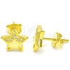 Arete Dormilona 02.336.0042.2 Plata Rodinada, Diseño de Estrella, con Micro Pave Blanca, Pulido, Tono Dorado
