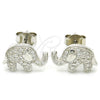Arete Dormilona 02.336.0097 Plata Rodinada, Diseño de Elefante, con Micro Pave Blanca, Pulido, Rodinado
