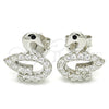 Arete Dormilona 02.336.0098 Plata Rodinada, Diseño de Cisne, con Zirconia Cubica Negro y Cristal Blanca, Pulido, Rodinado