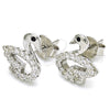 Arete Dormilona 02.336.0098 Plata Rodinada, Diseño de Cisne, con Zirconia Cubica Negro y Cristal Blanca, Pulido, Rodinado