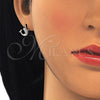 Arete Dormilona 02.336.0099 Plata Rodinada, Diseño de Delfín, con Micro Pave Negro y Blanca, Pulido, Rodinado