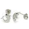 Arete Dormilona 02.336.0099 Plata Rodinada, Diseño de Delfín, con Micro Pave Negro y Blanca, Pulido, Rodinado