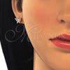 Arete Dormilona 02.336.0101.1 Plata Rodinada, Diseño de Mariposa, con Micro Pave Blanca, Pulido, Tono Rosado