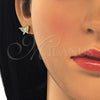 Arete Dormilona 02.336.0101.2 Plata Rodinada, Diseño de Mariposa, con Micro Pave Blanca, Pulido, Tono Dorado