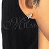Arete Dormilona 02.336.0101.2 Plata Rodinada, Diseño de Mariposa, con Micro Pave Blanca, Pulido, Tono Dorado
