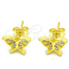 Arete Dormilona 02.336.0101.2 Plata Rodinada, Diseño de Mariposa, con Micro Pave Blanca, Pulido, Tono Dorado