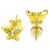 Arete Dormilona 02.336.0101.2 Plata Rodinada, Diseño de Mariposa, con Micro Pave Blanca, Pulido, Tono Dorado