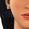 Arete Dormilona 02.336.0102.1 Plata Rodinada, Diseño de Mariposa, con Micro Pave Blanca, Pulido, Tono Rosado