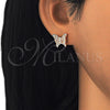 Arete Dormilona 02.336.0102.1 Plata Rodinada, Diseño de Mariposa, con Micro Pave Blanca, Pulido, Tono Rosado
