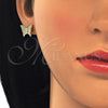 Arete Dormilona 02.336.0102.2 Plata Rodinada, Diseño de Mariposa, con Micro Pave Blanca, Pulido, Tono Dorado