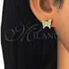 Arete Dormilona 02.336.0102.2 Plata Rodinada, Diseño de Mariposa, con Micro Pave Blanca, Pulido, Tono Dorado