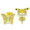 Arete Dormilona 02.336.0102.2 Plata Rodinada, Diseño de Mariposa, con Micro Pave Blanca, Pulido, Tono Dorado