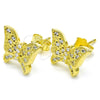 Arete Dormilona 02.336.0102.2 Plata Rodinada, Diseño de Mariposa, con Micro Pave Blanca, Pulido, Tono Dorado