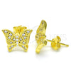 Arete Dormilona 02.336.0102.2 Plata Rodinada, Diseño de Mariposa, con Micro Pave Blanca, Pulido, Tono Dorado