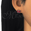 Arete Dormilona 02.336.0103 Plata Rodinada, Diseño de Mariposa, Esmaltado Rojo, Rodinado