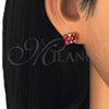 Arete Dormilona 02.336.0103.2 Plata Rodinada, Diseño de Mariposa, Esmaltado Rojo, Tono Dorado