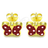 Arete Dormilona 02.336.0103.2 Plata Rodinada, Diseño de Mariposa, Esmaltado Rojo, Tono Dorado