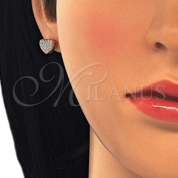 Arete Dormilona 02.336.0104.1 Plata Rodinada, Diseño de Corazón, con Micro Pave Blanca, Pulido, Tono Rosado