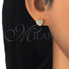 Arete Dormilona 02.336.0104.2 Plata Rodinada, Diseño de Corazón, con Micro Pave Blanca, Pulido, Tono Dorado
