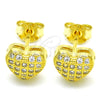 Arete Dormilona 02.336.0104.2 Plata Rodinada, Diseño de Corazón, con Micro Pave Blanca, Pulido, Tono Dorado