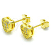 Arete Dormilona 02.336.0104.2 Plata Rodinada, Diseño de Corazón, con Micro Pave Blanca, Pulido, Tono Dorado