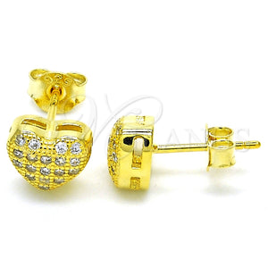 Arete Dormilona 02.336.0104.2 Plata Rodinada, Diseño de Corazón, con Micro Pave Blanca, Pulido, Tono Dorado