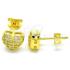 Arete Dormilona 02.336.0104.2 Plata Rodinada, Diseño de Corazón, con Micro Pave Blanca, Pulido, Tono Dorado