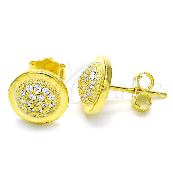 Arete Dormilona 02.336.0108.2 Plata Rodinada, con Blanca Zirconia Cubica, Pulido, Tono Dorado