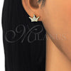 Arete Dormilona 02.336.0110.2 Plata Rodinada, Diseño de Corona, con Micro Pave Blanca, Pulido, Tono Dorado